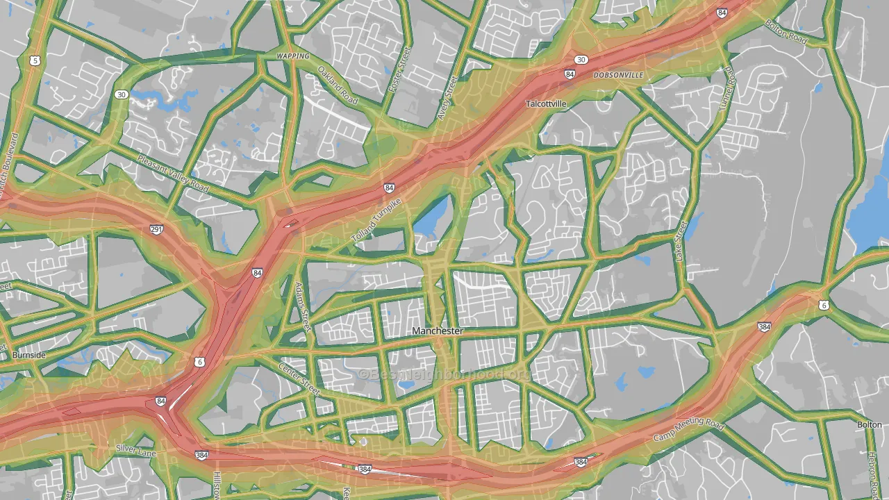 Oakland, CT Map of Noise Levels in Oakland