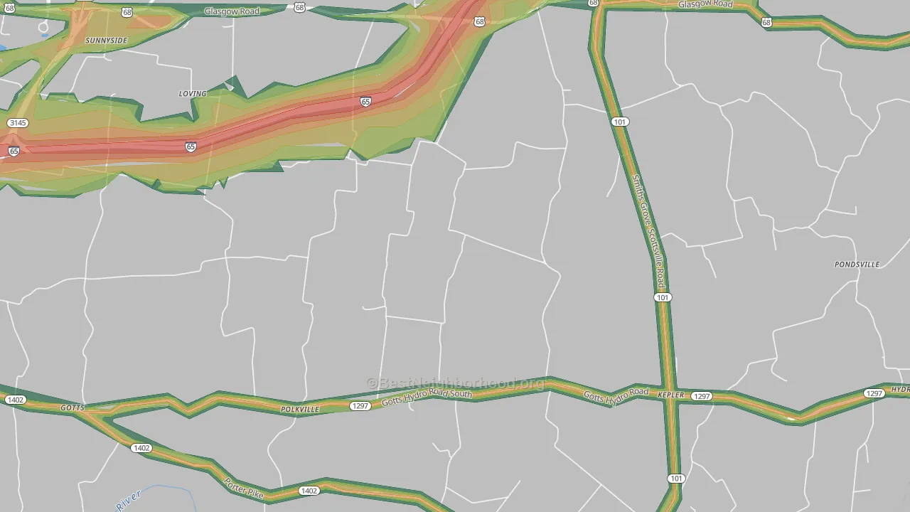 Oakland, KY Map of Noise Levels in Oakland