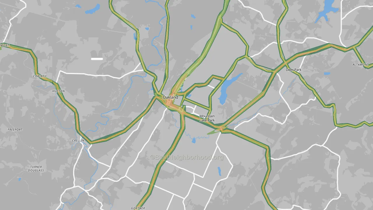 Oakland, MD Map of Noise Levels in Oakland
