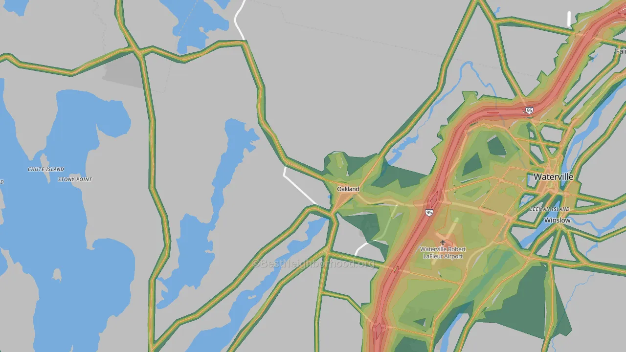 Oakland, ME Map of Noise Levels in Oakland