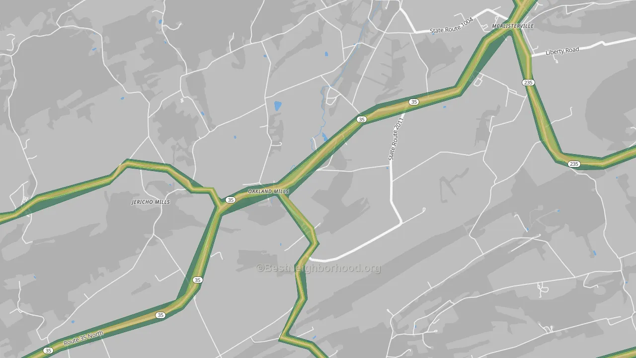 Oakland Mills, PA Map of Noise Levels in Oakland Mills