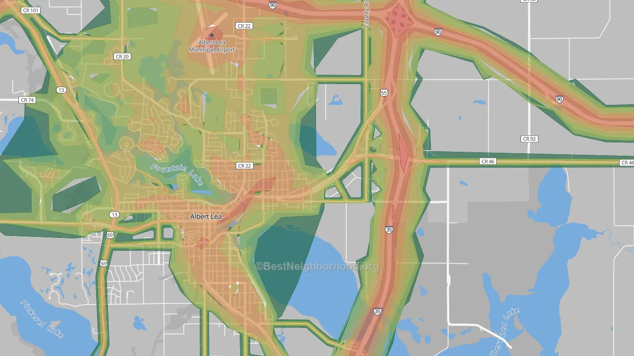 Oakland, MN Map of Noise Levels in Oakland