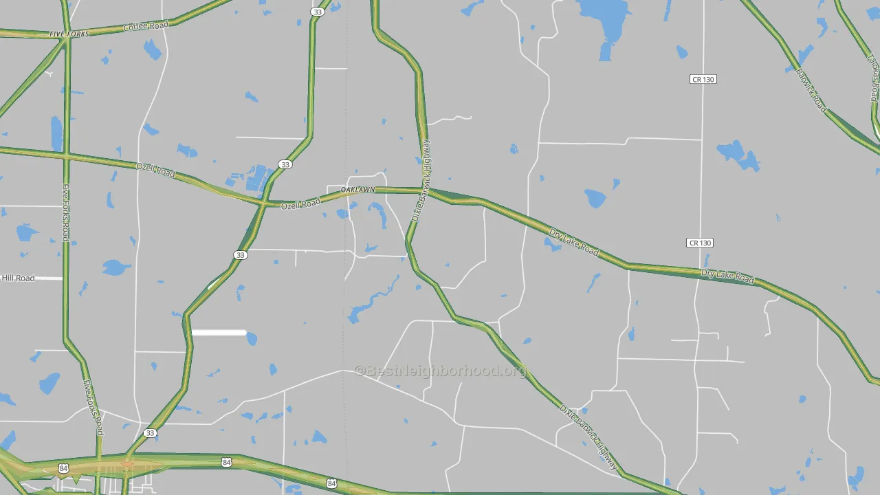 Oaklawn, GA Map of Noise Levels in Oaklawn