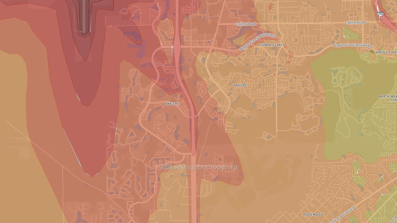 Oakleaf Plantation, FL Map of Noise Levels in Oakleaf Plantation