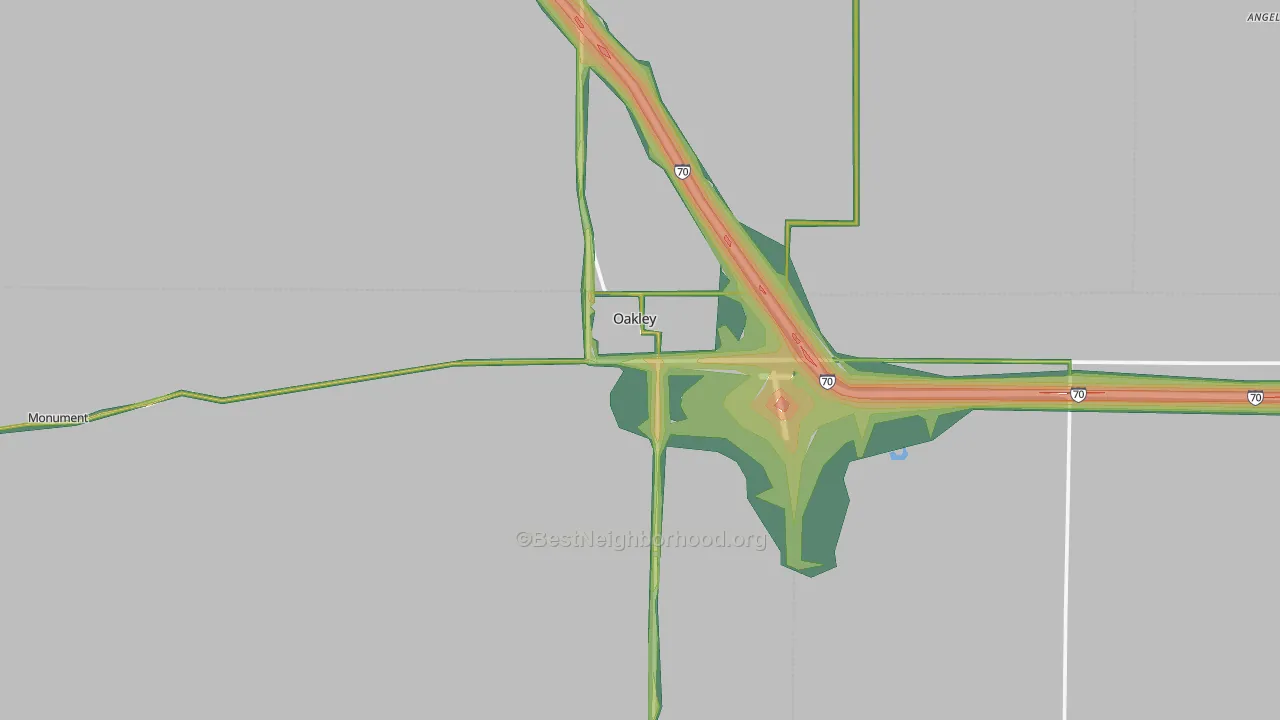 Oakley, KS Map of Noise Levels in Oakley