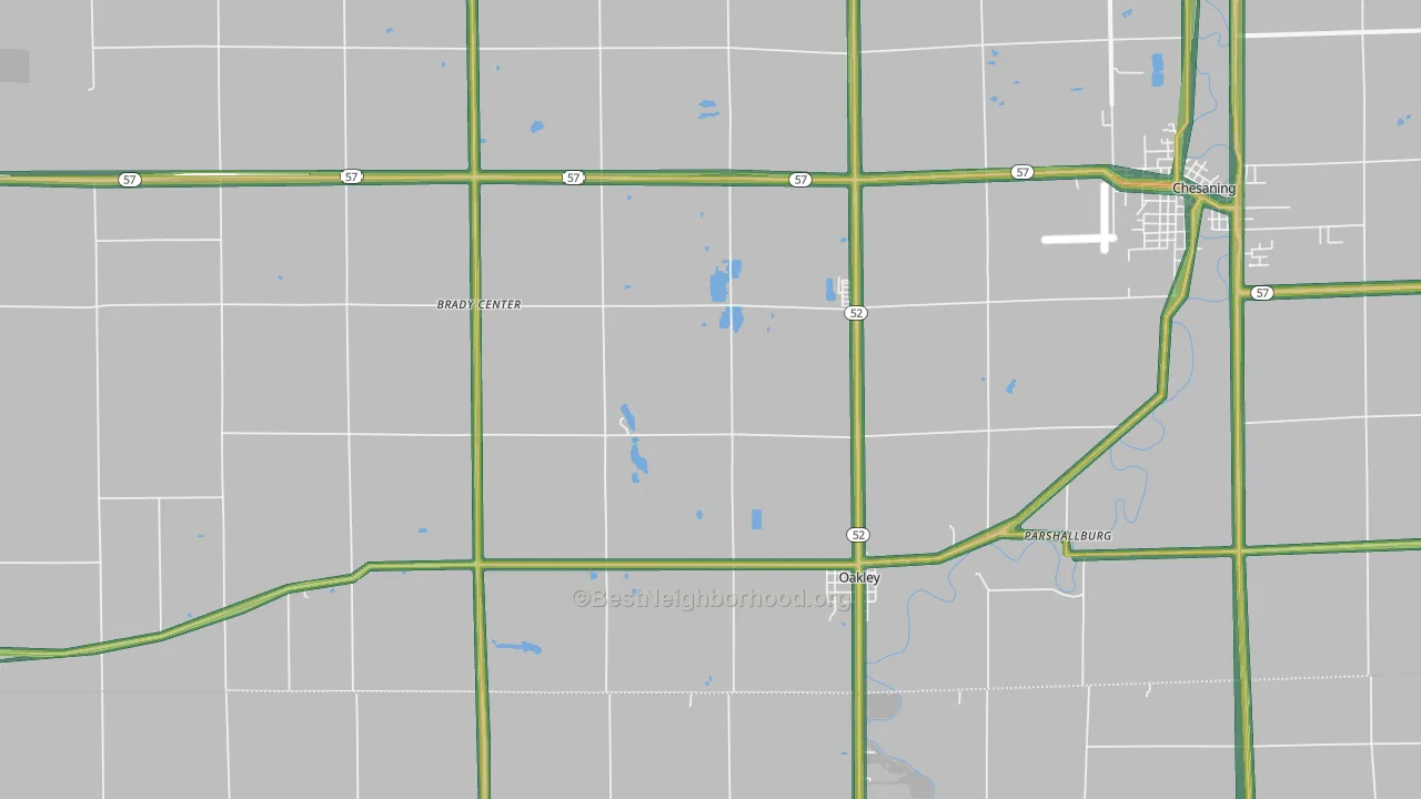 Oakley, MI Map of Noise Levels in Oakley