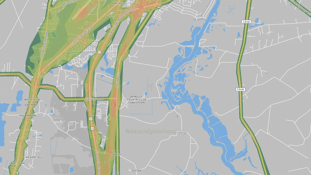 Oakley, SC Map of Noise Levels in Oakley