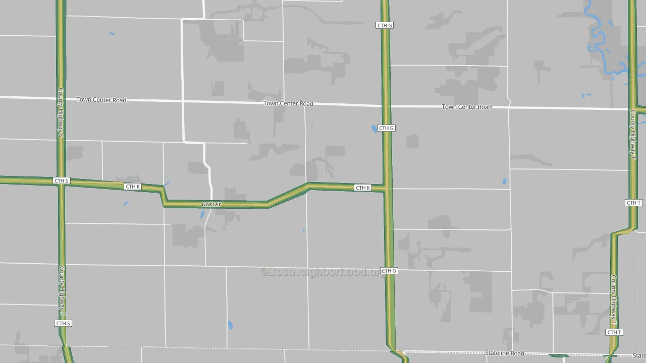 Oakley, WI Map of Noise Levels in Oakley