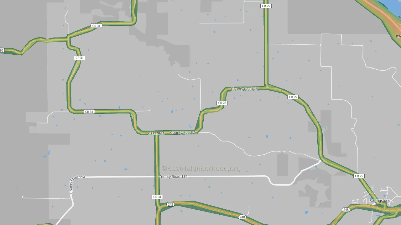 Oakridge, MN Map of Noise Levels in Oakridge