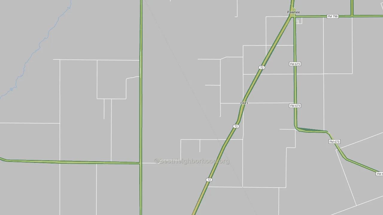 Oaks, TX Map of Noise Levels in Oaks