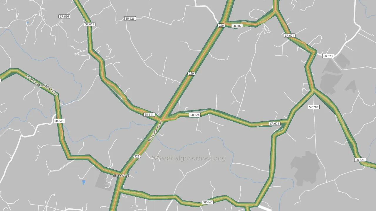 Oakshade, VA Map of Noise Levels in Oakshade