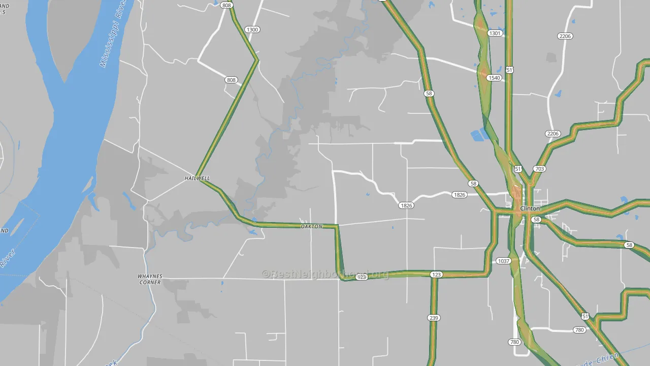 Oakton, KY Map of Noise Levels in Oakton