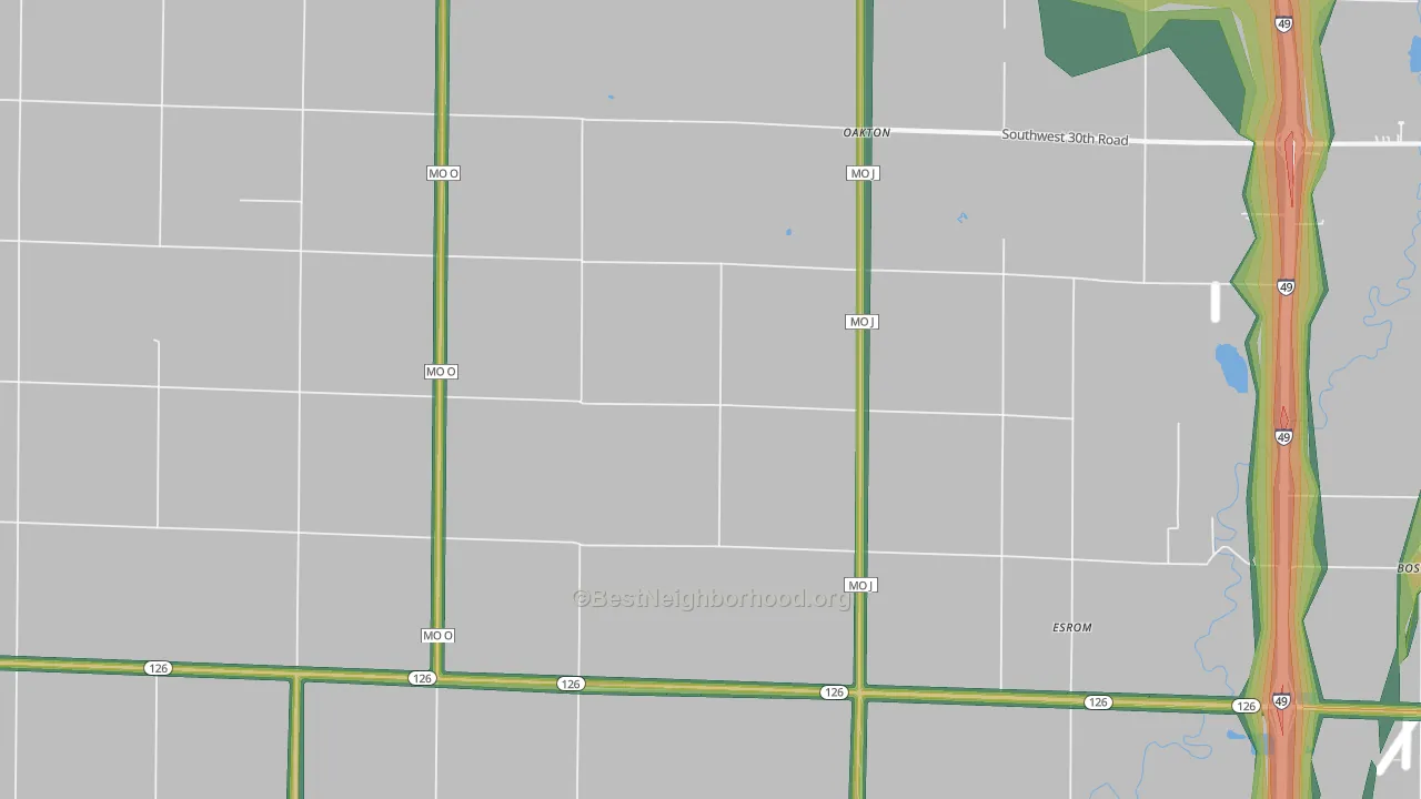 Oakton, MO Map of Noise Levels in Oakton