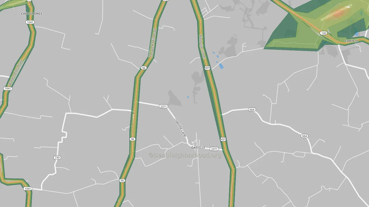 Oakville, KY Map of Noise Levels in Oakville