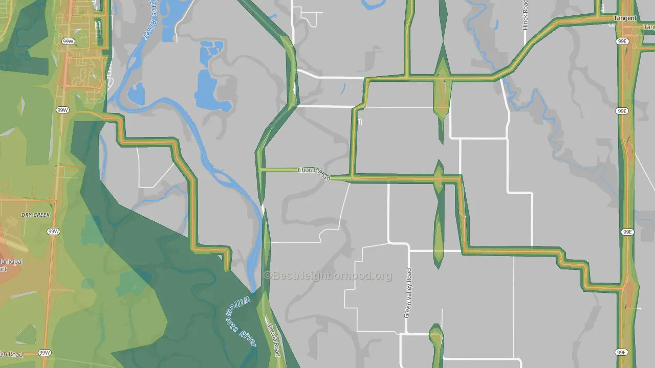 Oakville, OR Map of Noise Levels in Oakville