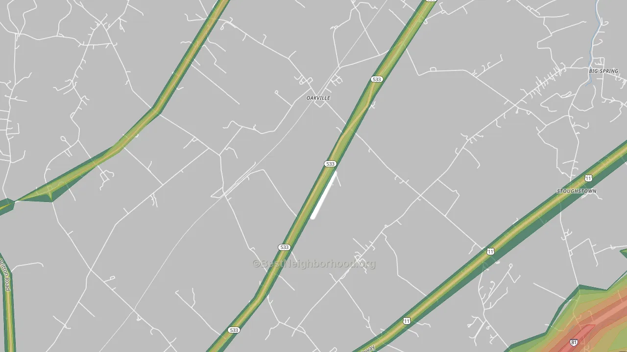 Oakville, PA Map of Noise Levels in Oakville