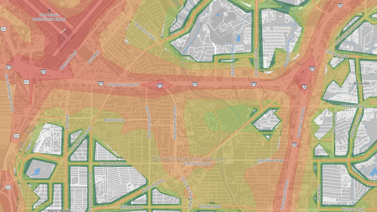 Oakwell Farms, San Antonio, TX Map of Noise Levels in Oakwell Farms