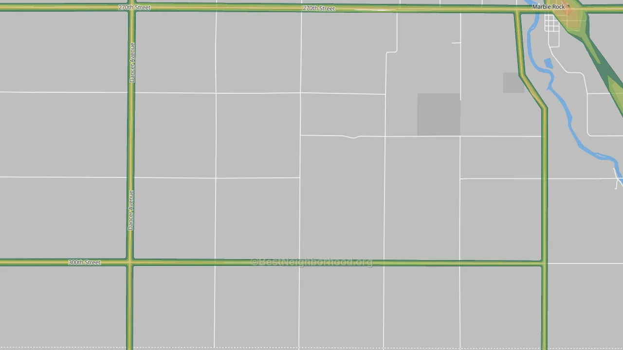 Oakwood, IA Map of Noise Levels in Oakwood