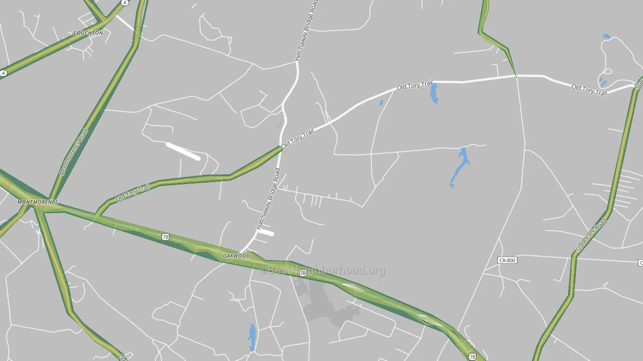 Oakwood, SC Map of Noise Levels in Oakwood