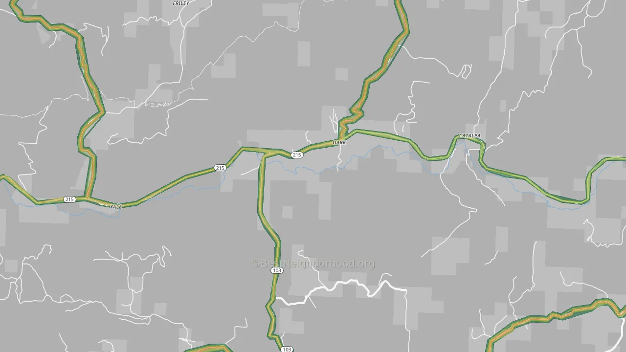 Oark, AR Map of Noise Levels in Oark