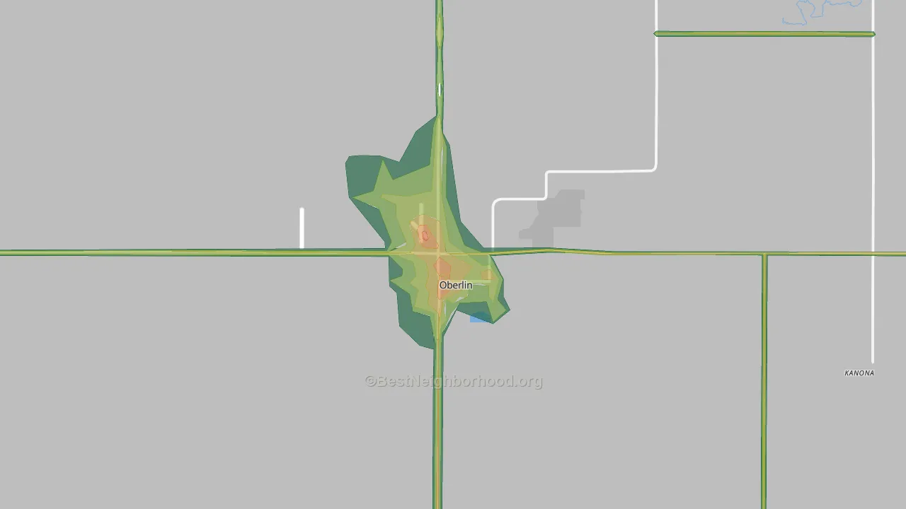 Oberlin, KS Map of Noise Levels in Oberlin