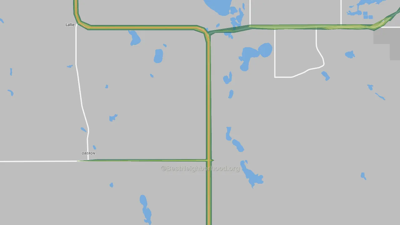 Oberon, ND Map of Noise Levels in Oberon