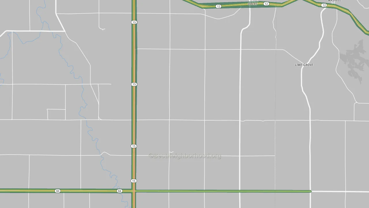 Obert, NE Map of Noise Levels in Obert