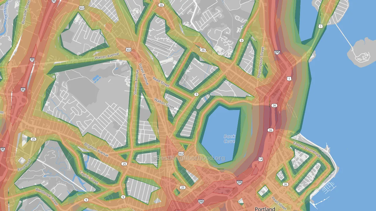 Ocean Avenue, Portland, ME Map of Noise Levels in Ocean Avenue