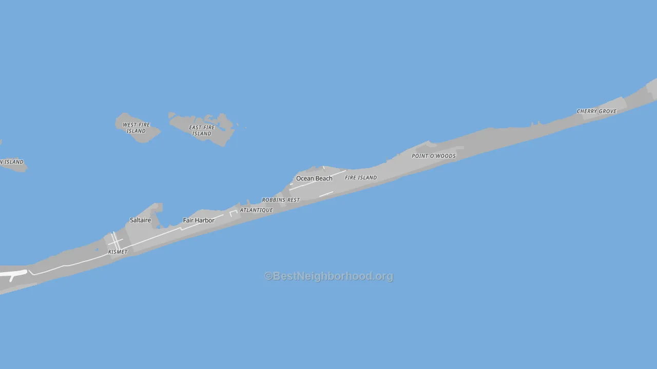 Ocean Beach, NY Map of Noise Levels in Ocean Beach