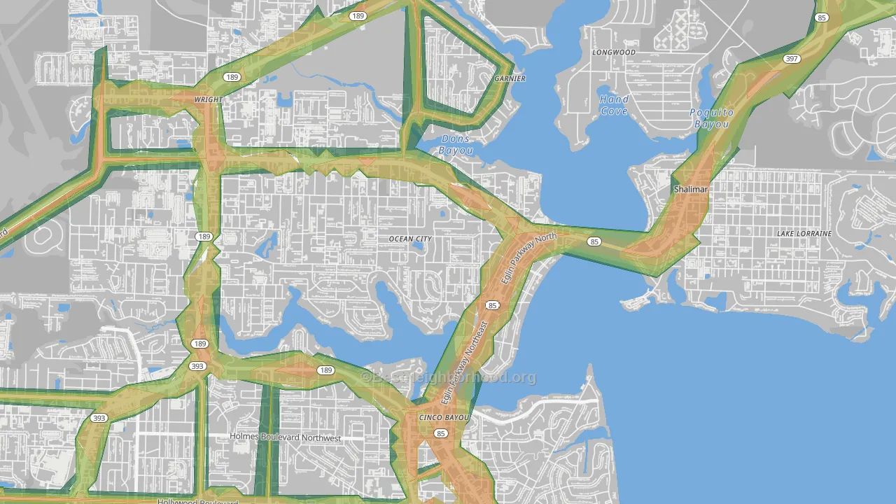 Ocean City, FL Map of Noise Levels in Ocean City