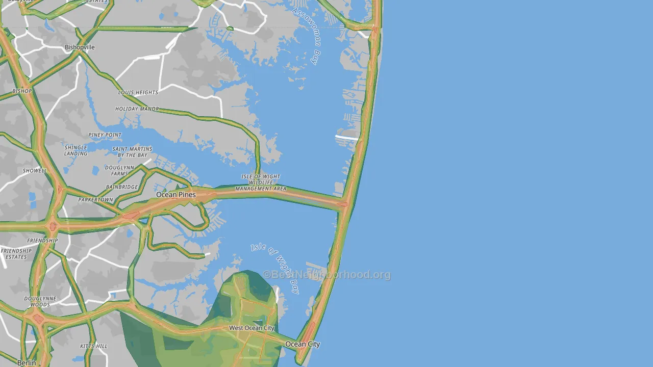 Ocean City, MD Map of Noise Levels in Ocean City