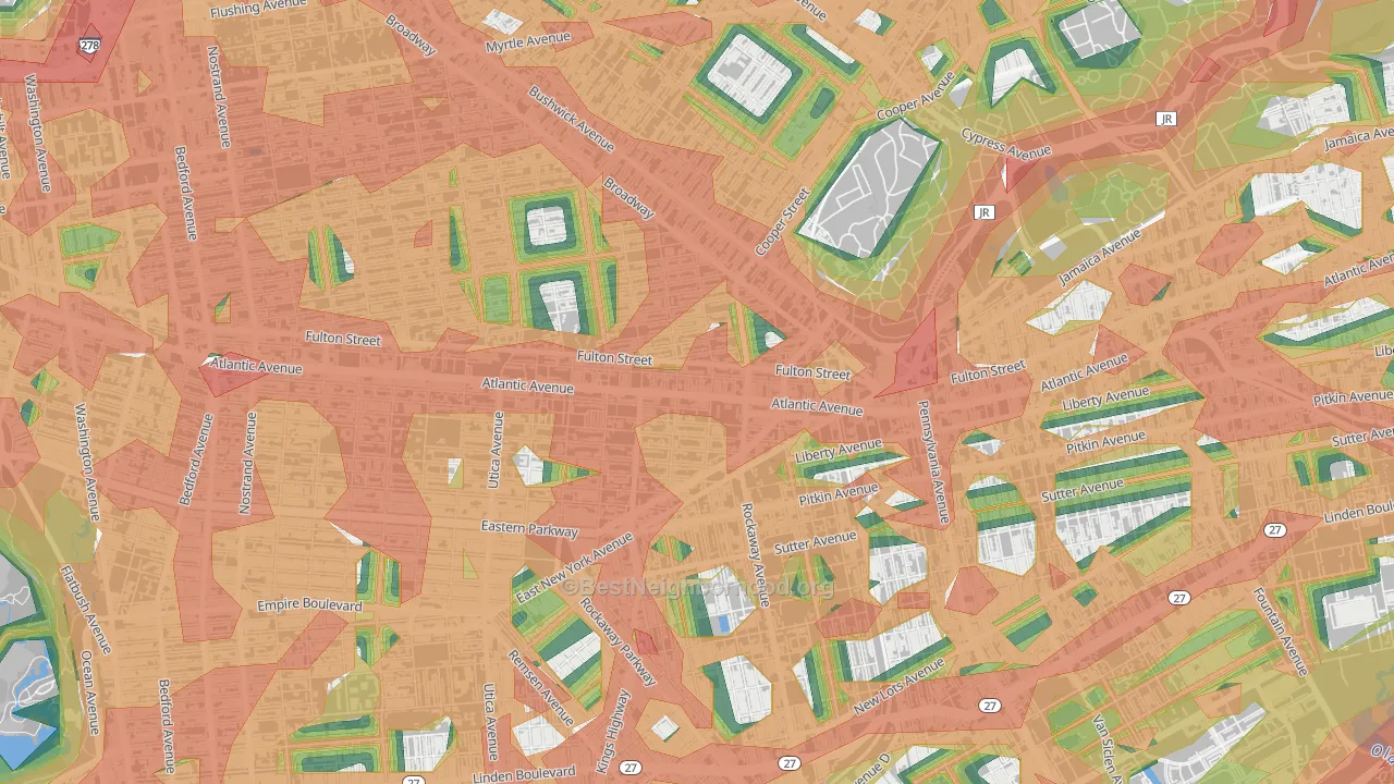 Ocean Hill, Brooklyn, NY Map of Noise Levels in Ocean Hill