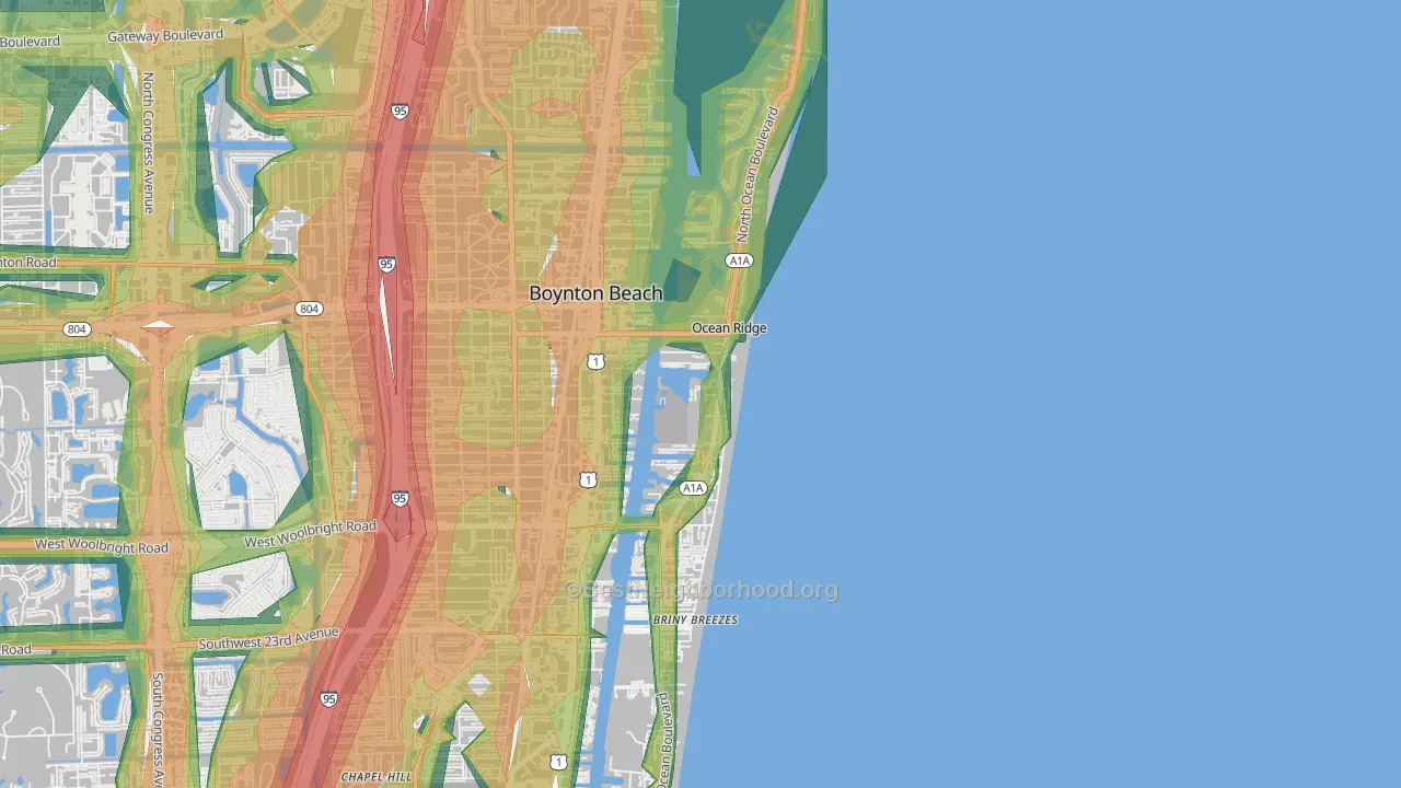 Ocean Ridge, FL Map of Noise Levels in Ocean Ridge