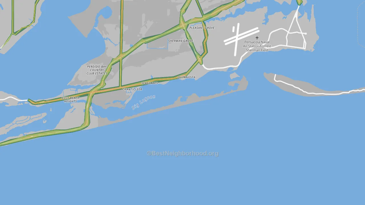 Ocean Springs, FL Map of Noise Levels in Ocean Springs