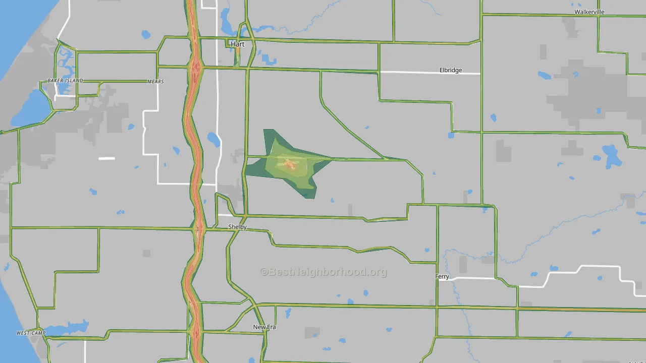 Oceana County, MI Map of Noise Levels in Oceana County