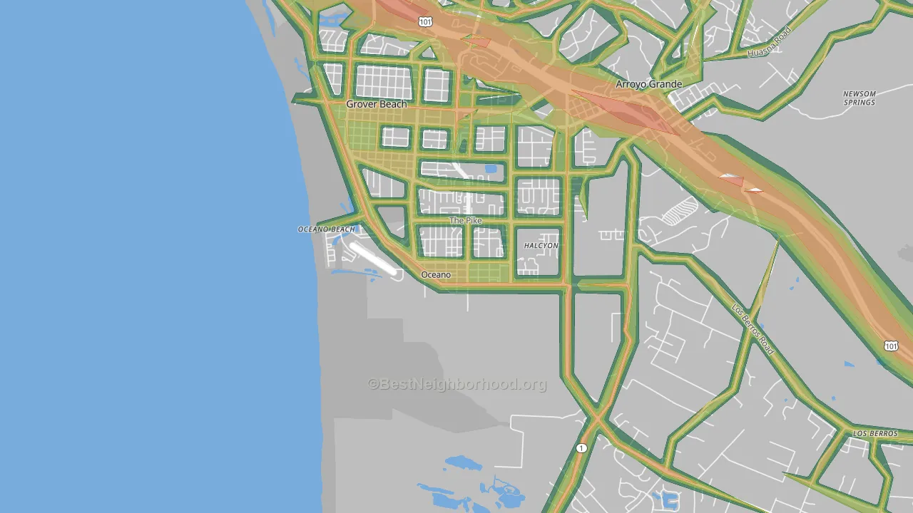 Oceano, CA Map of Noise Levels in Oceano