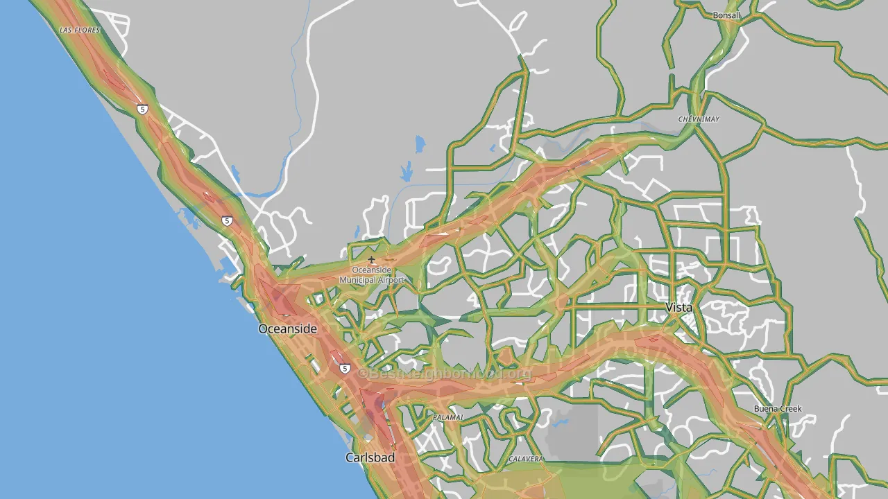 Oceanside, CA Map of Noise Levels in Oceanside
