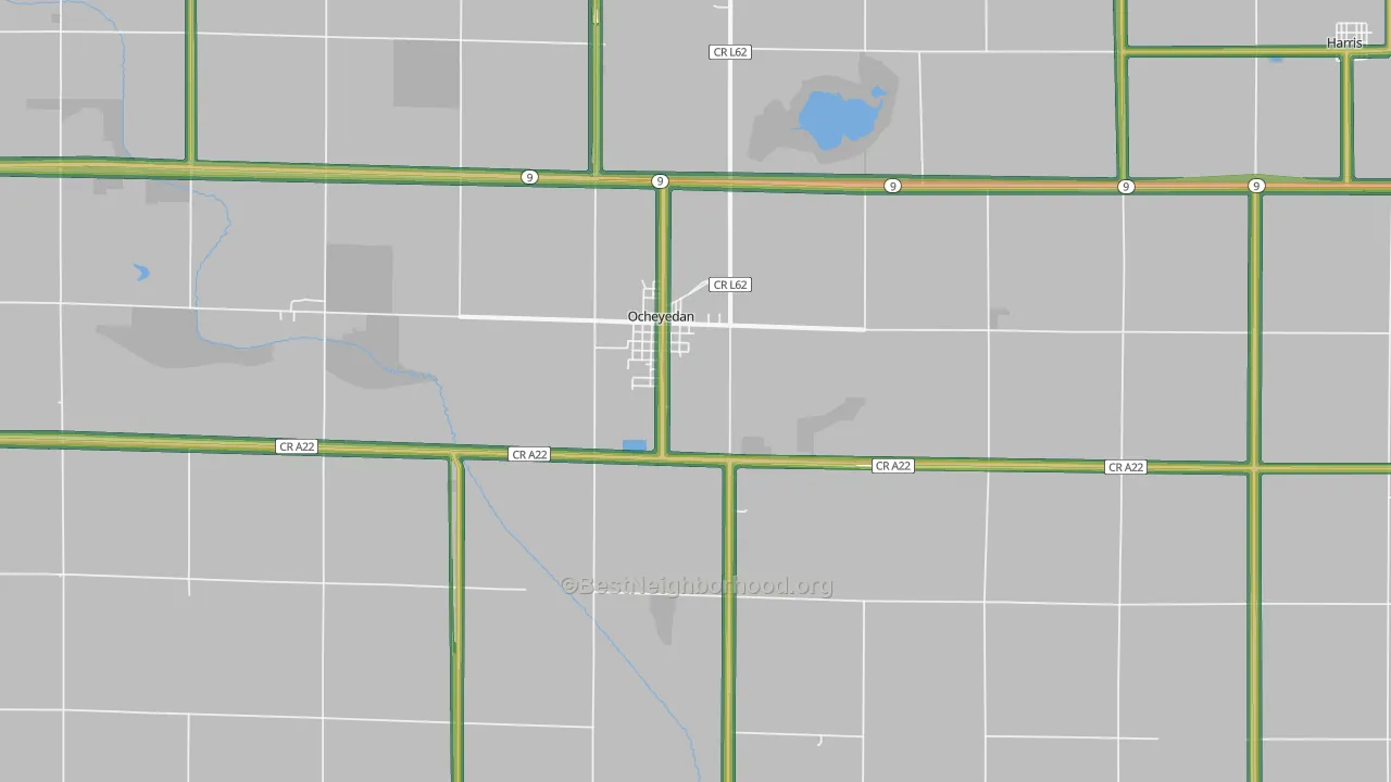 Ocheyedan, IA Map of Noise Levels in Ocheyedan
