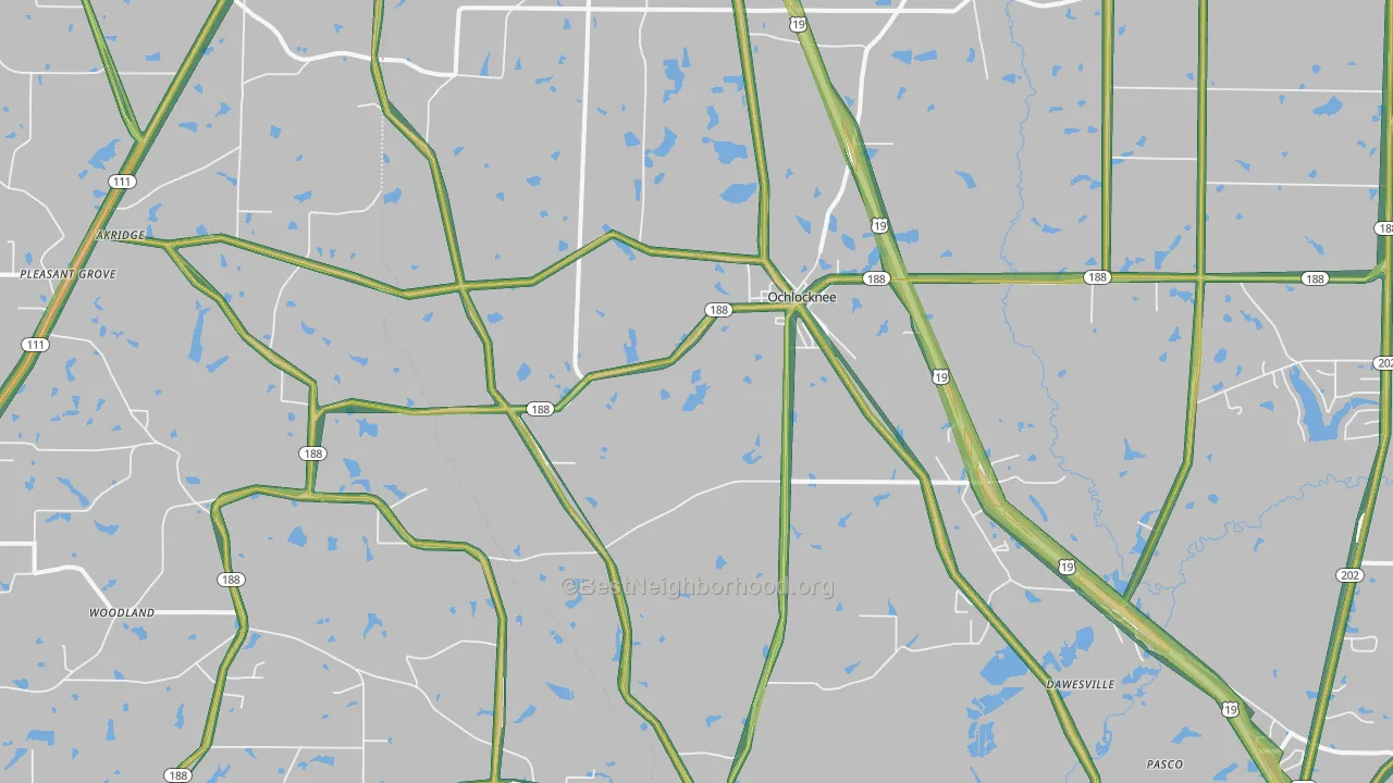 Ochlocknee, GA Map of Noise Levels in Ochlocknee
