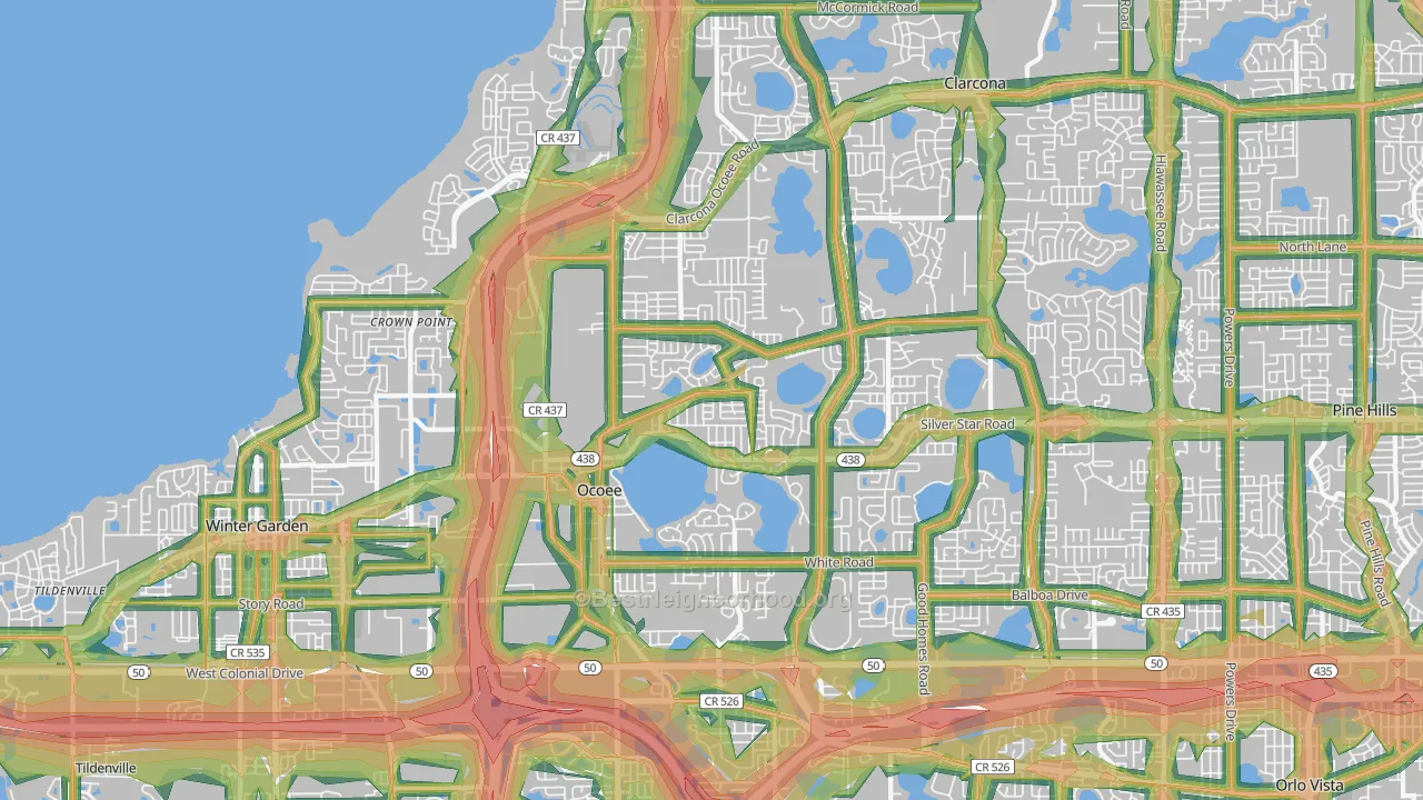 Ocoee, FL Map of Noise Levels in Ocoee