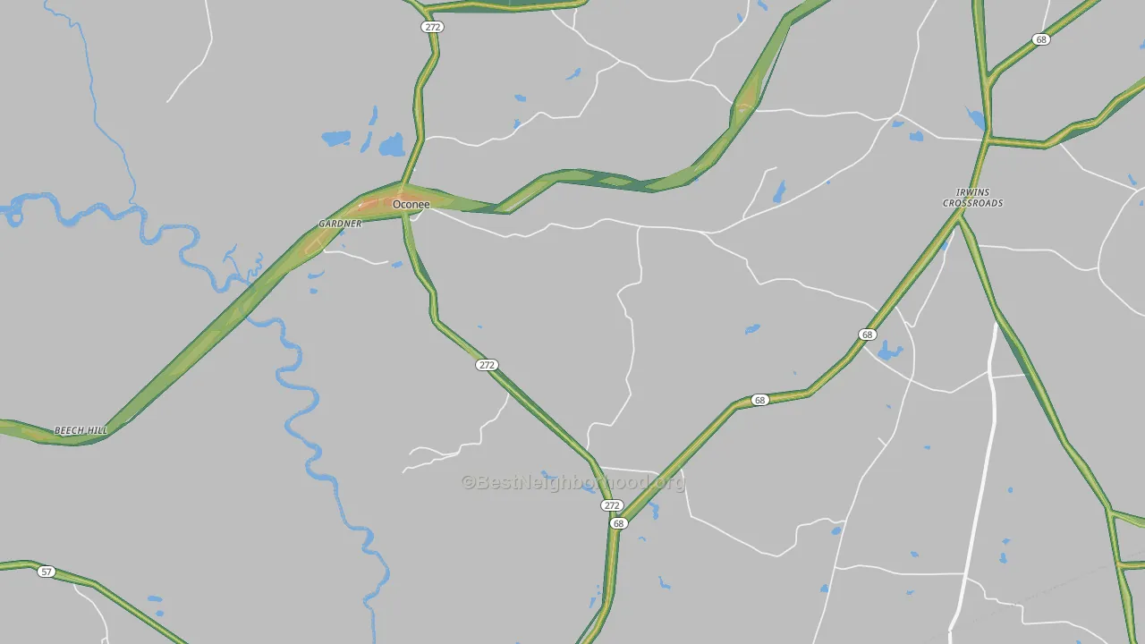 Oconee, GA Map of Noise Levels in Oconee
