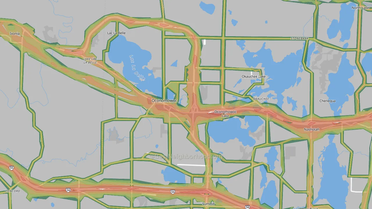 Oconomowoc, WI Map of Noise Levels in Oconomowoc