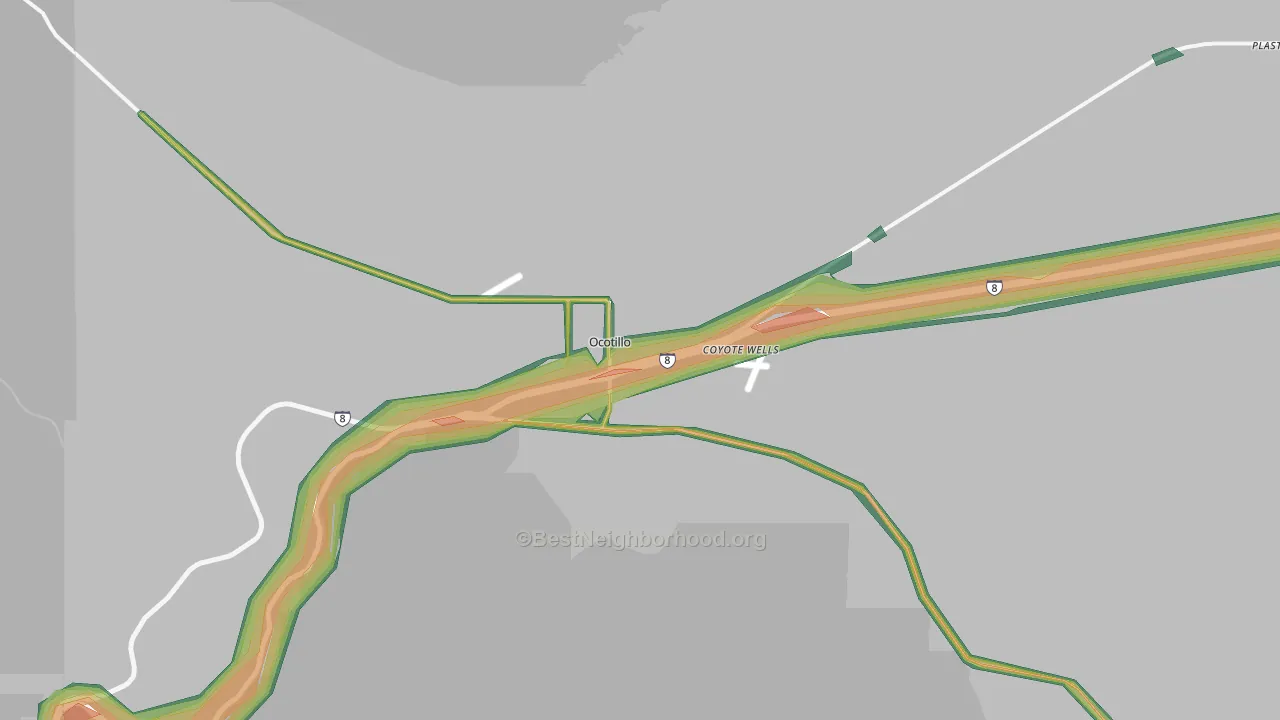 Ocotillo, CA Map of Noise Levels in Ocotillo