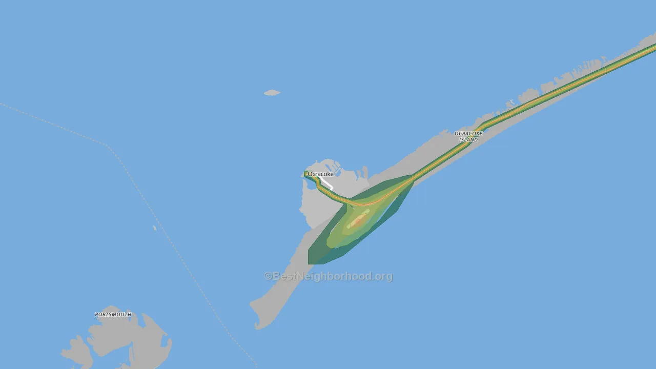 Ocracoke, NC Map of Noise Levels in Ocracoke