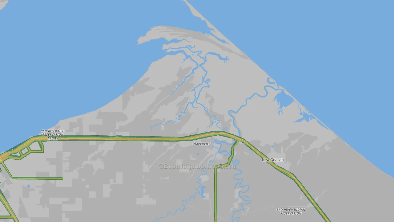 Odanah, WI Map of Noise Levels in Odanah