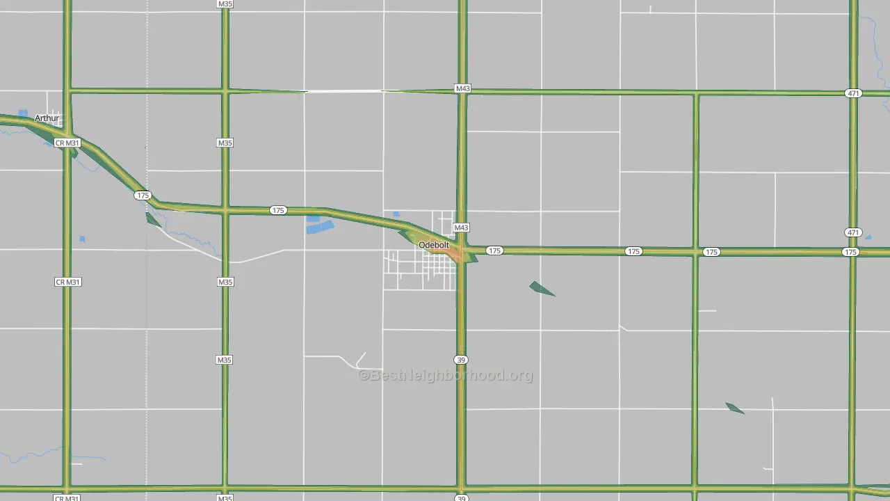 Odebolt, IA Map of Noise Levels in Odebolt