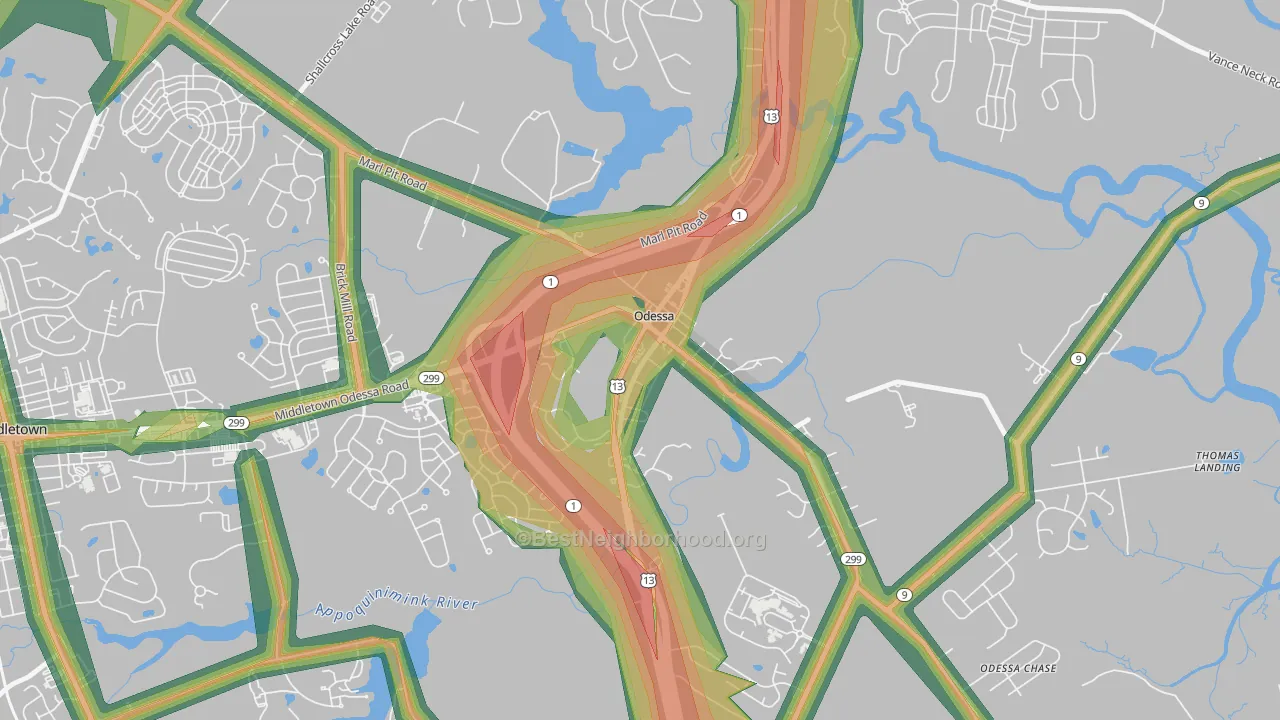 Odessa, DE Map of Noise Levels in Odessa