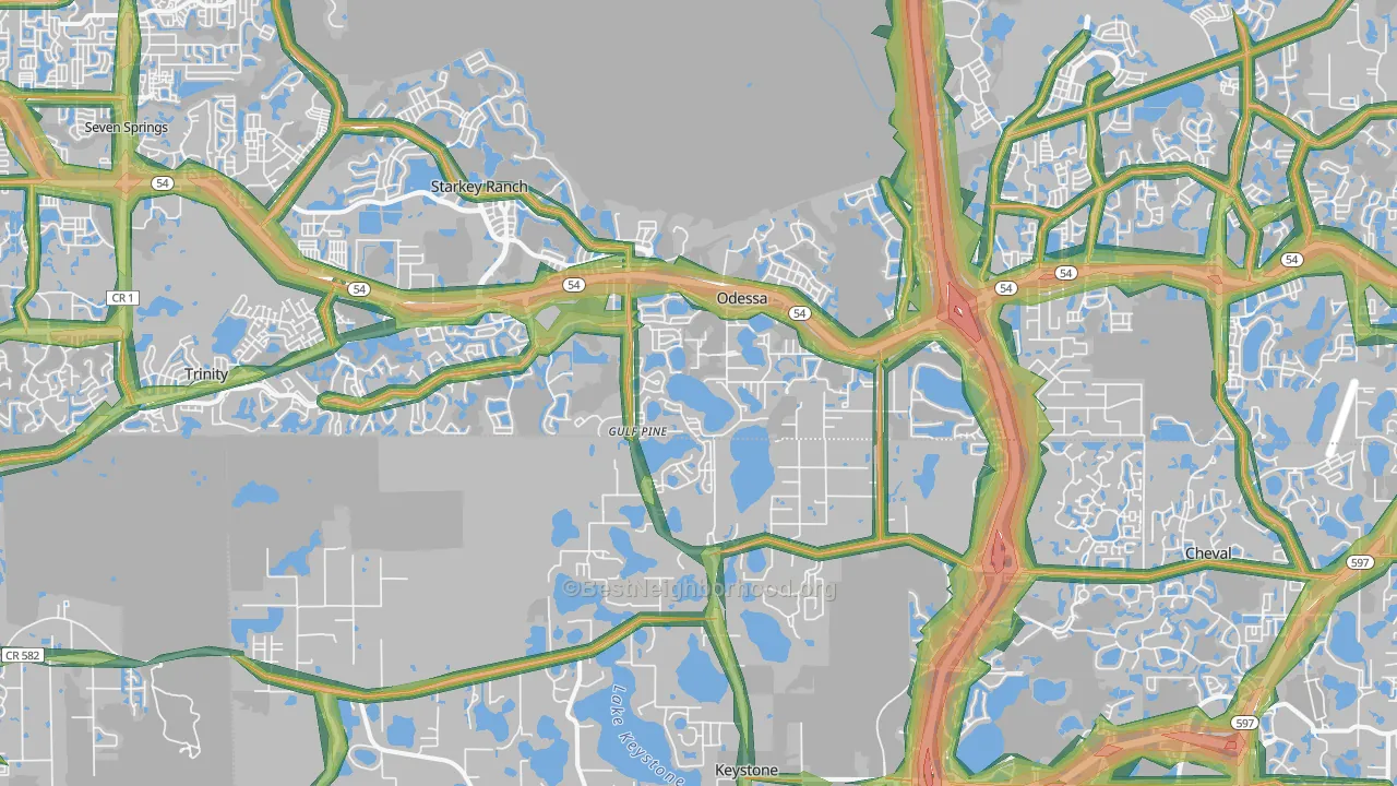 Odessa, FL Map of Noise Levels in Odessa