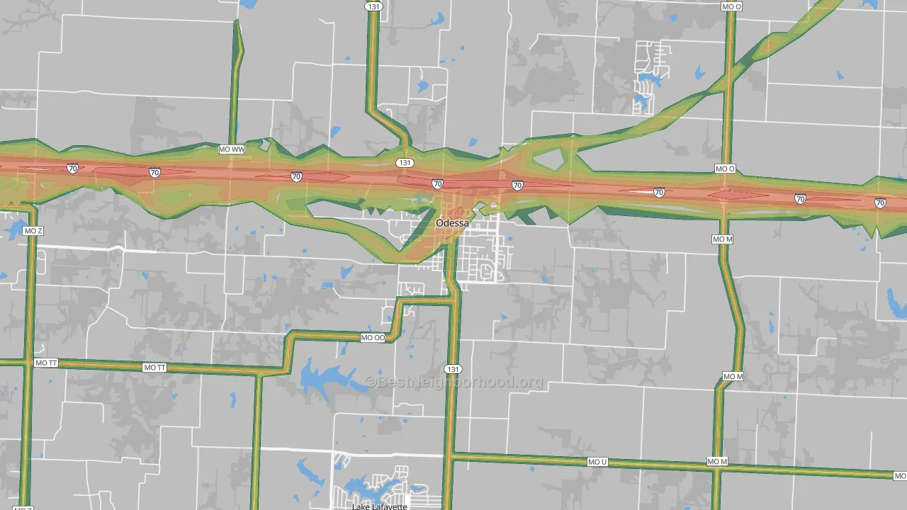 Odessa, MO Map of Noise Levels in Odessa
