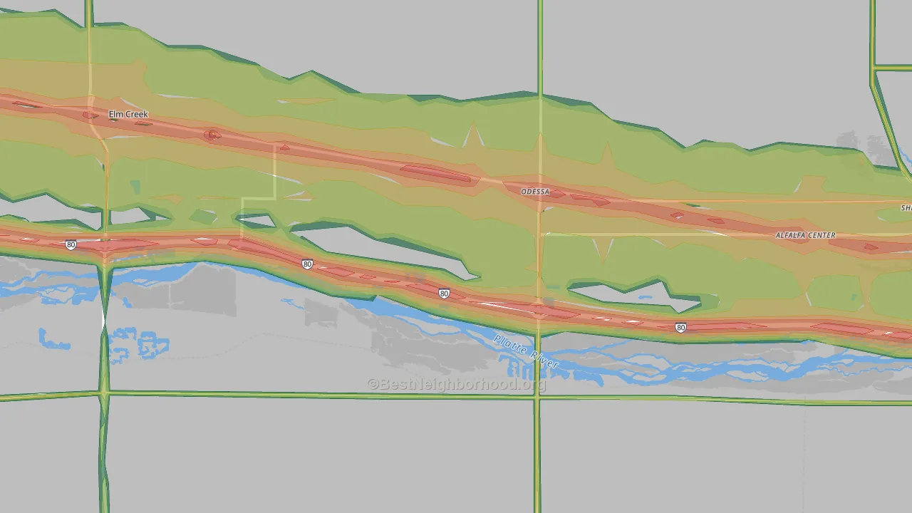 Odessa, NE Map of Noise Levels in Odessa